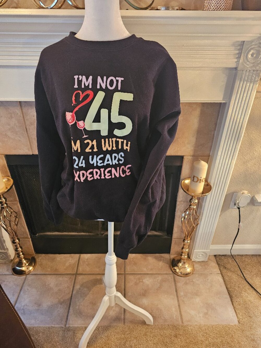 Funny 45th Birthday Crewneck Sweatshirt | Size Medium | Black